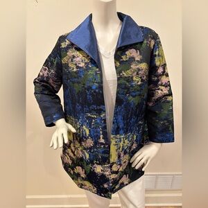 GRACE CHUANG women's swing style blue jacket with artist-inspired print, L